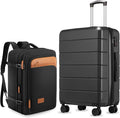 YOETEY Carry On Luggage 22x14x9 Airline Approved with Spinner Wheels, Expandable Hardside Suitcase, Black
