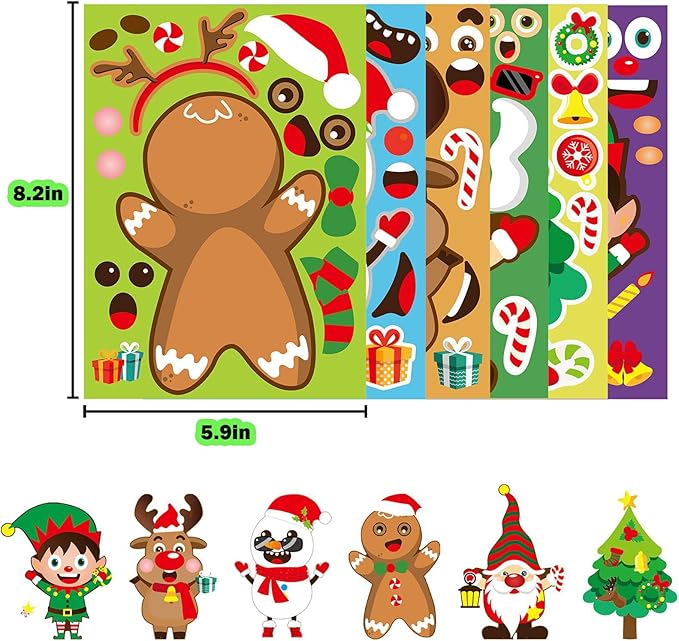 24 Sheets Christmas Stickers Christmas Gifts for Kids Make Your Own Holiday Christmas Stickers for Boys Girls Christmas Party Favors Children Christmas Presents
