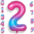 2 Balloon Number 40 Inch for Boy or Girl Big Starry 0-9 Foil Mylar Large 2 Number Balloon Happy 2nd Birthday Party Anniversary Decorations Supplies