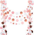 52FT Party Garlands, Paper Garland Circle Dots, Hanging Circle Banner Decorations for Birthday, Party, Wedding, Baby Shower, Graduations, Christmas, Wall Decor (Pink Rose Gold Garlands)