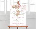 Personalized Brown Bear Balloon Baby Shower Welcome Sign, Baby Shower Welcome Sign, We Can Bearly Wait Baby Shower Pink Boho Bear Girl Baby Shower Decor, Baby Shower Decorations, Baby Shower Banner