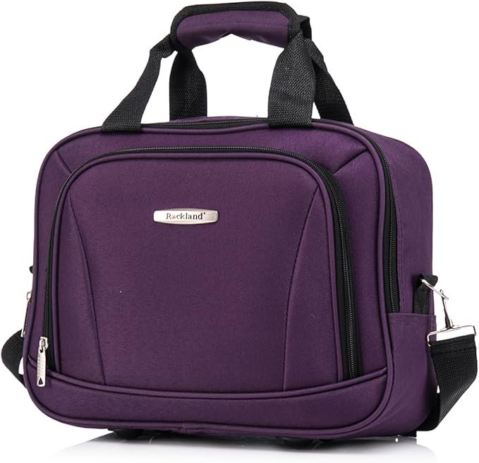 Rockland Melbourne Hardside 2 Piece Expandable Spinner Wheel Luggage Set, Carry-On 20" and Tote 14", Purple