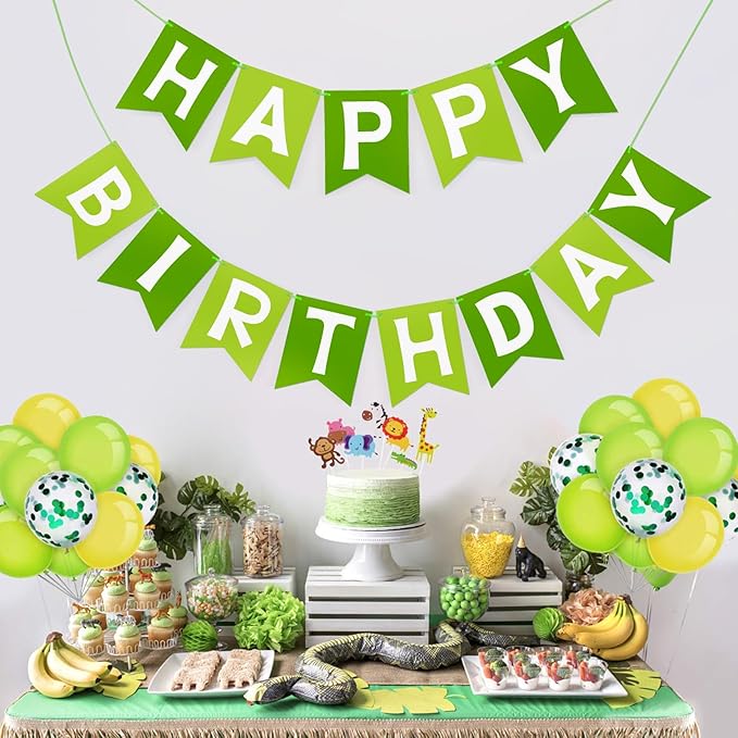 Green Happy Birthday Banner Birthday Party Banner NO DIY Happy Birthday Sign Birthday Pre-Strung Hanging Decoration for Women Men Girl Boy Party Supplies (Green)