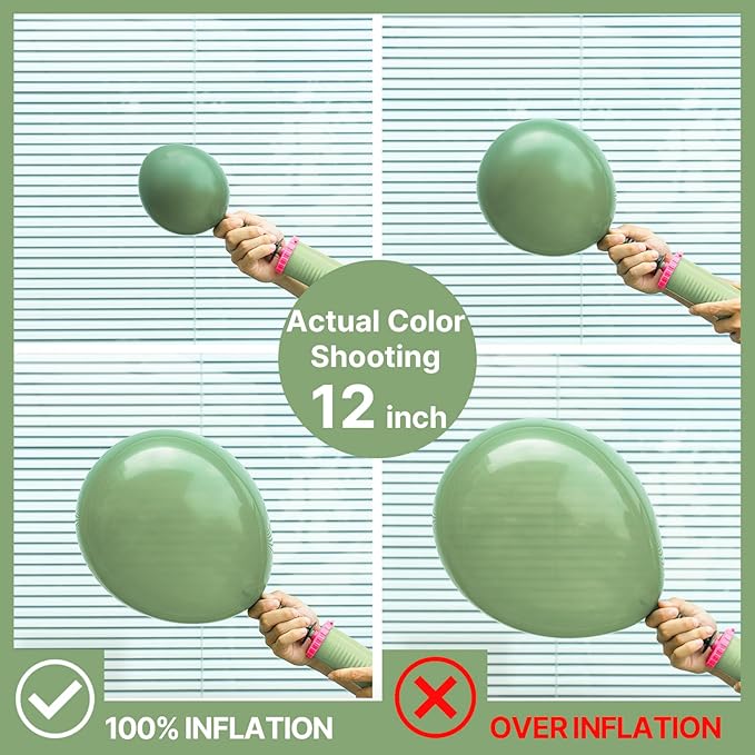 PartyWoo Sage Green Balloons 140pcs Different Sizes Pack of 18 12 10 5 Inch Olive Eucalyptus Dusty Green Boho Neutral Balloon Arch Kit for Jungle Forest Dinosaur Birthday Party Decorations Green-F81