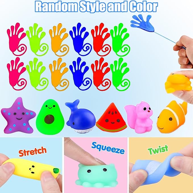 128 Pcs Party Favors, Prize Box Toys for Kids Classroom, Treasure Chest, Pinata Fillers, Goodie Bags Stuffers Bulk, Fidget Toys Set