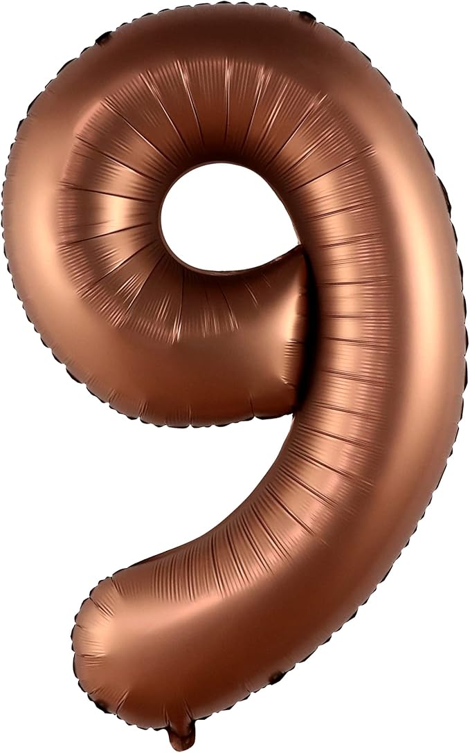 KatchOn, Giant Coffee Brown Number 9 Balloon - 40 Inch | Foil 9 Birthday Balloon for 9th Birthday Decorations | 9th Anniversary Decoration | Coffee Party Decor