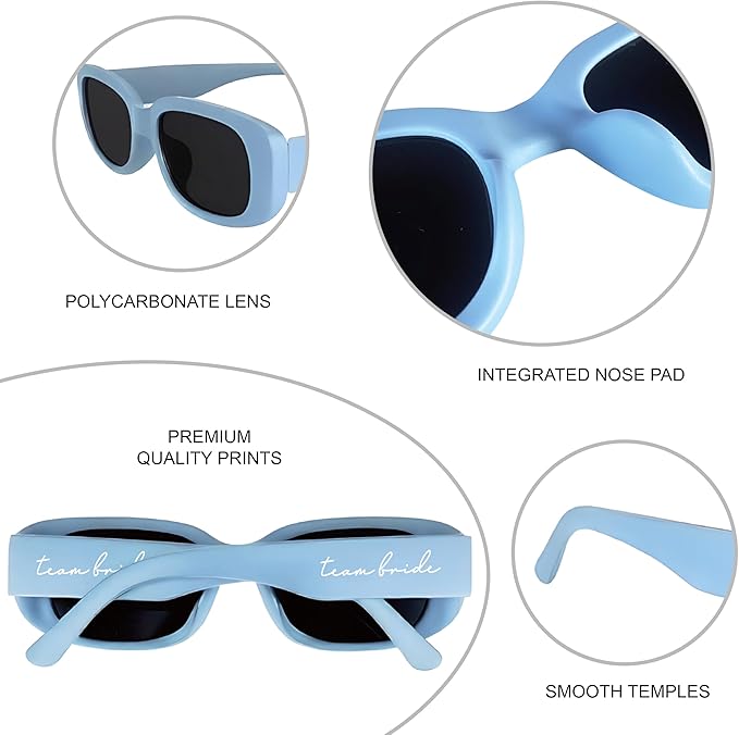 Bride Squad Bachelorette Party Favors 10 Pcs Team Bride Sunglasses Retro Rectangle Bridesmaid Gifts Sunglasses