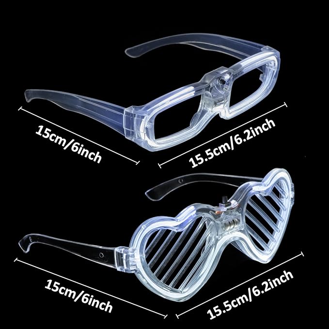 50Pcs White Wedding Party Supplies Set 10 LED Flashing Glasses 20 Light up Bracelets and 20 LED Blink Bumpy Rings Glow In Dark Romantic Valentine's day Neon Party Decorative Accessories