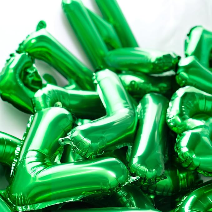 [20 Pcs] 16" Green Foil Number Balloons (2 sets of 0-9) - Mylar Aluminum Hanging Decorations for Graduation, Birthday, Christmas & New Year's Eve Parties