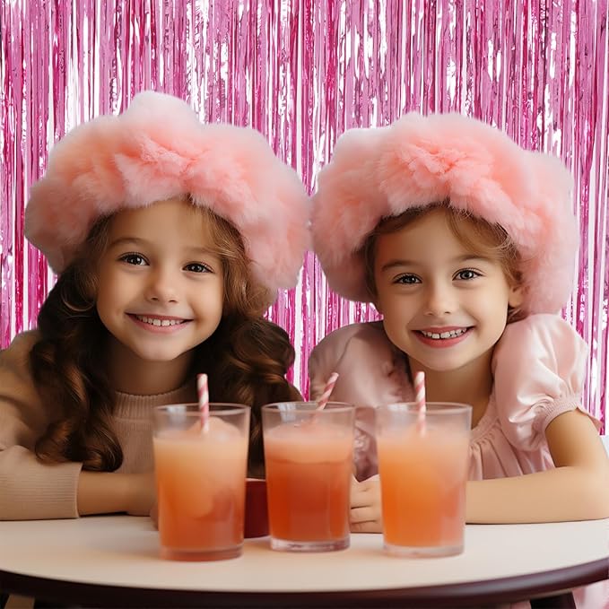2 Pack Foil Fringe Backdrop - Pink Shiny Tinsel Curtains for Party Decoration/Photo Booth Props - 3.3x6.6 FT Metallic Foil Backdrop for Birthday, Wedding, Graduation, Christmas.
