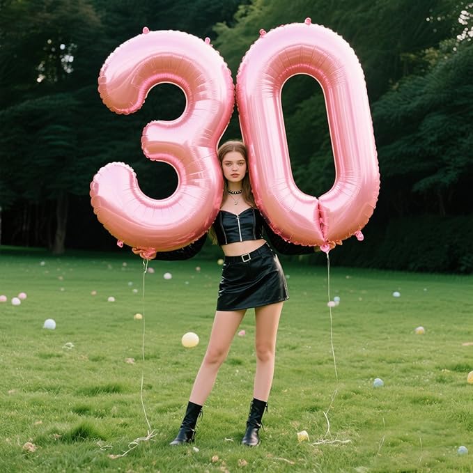 40 Inch Pearlescent Pink Balloon Number 0 Balloon,Jumbo Mylar Foil Helium Balloon for 10 20 30 40 50 60 2025 Birthday Digital Balloons for Birthday Party,Wedding Anniversary Party Decorations