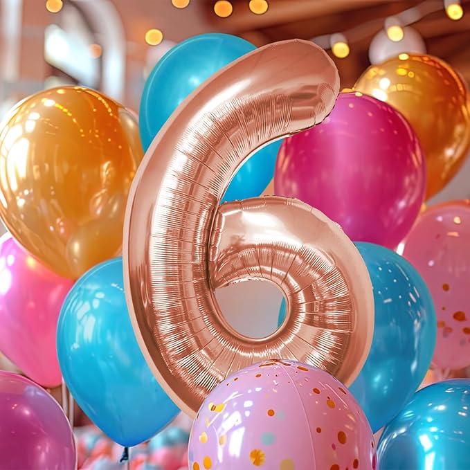 40 Inch Large Rose Gold Number Celebration and Decoration Balloon for Birthday Parties, Graduations, Anniversaries, Weddings, Photo Shoots, Special Events (Rose Gold Number 6)