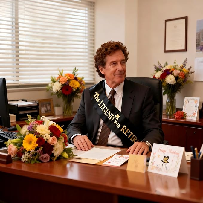 meleg otthon The Legend has Retired Sash, Black and Gold Foil Retirement Sash with Oversized Safety Pin for Men, Suitable for Retirement Party, Events and Decorations