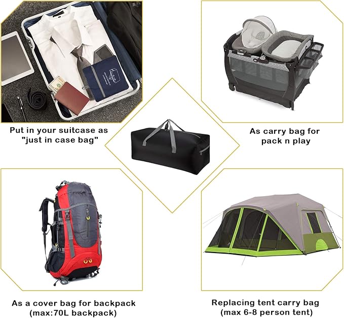 iFARADAY 2 Packs Foldable Duffel Bag 30" / 75L Lightweight with Water Rresistant for Travel