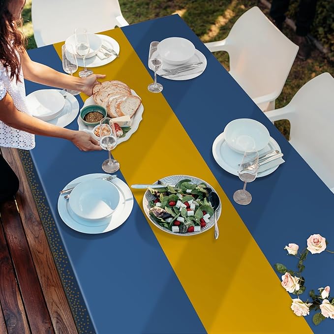 Childom 3 Pack Graduation Tablecloth,Graduation Decorations Class of 2026 Graduation Party Decorations,54"x108" Blue and Gold Plastic Table Cloth Disposable for Home,School,Birthday,Wedding,Parties