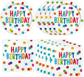40PCS Happy Birthday Party Plates and Napkins, Happy Birthday Desserts Plates Disposable Rainbow Dots Tableware Supplies for Adults and Kids Party Decorations