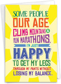 NobleWorks Funny Birthday Greeting Card with 5 x 7 Inch Envelope (1 Card) Bday Leg Through Pants C10660BDG