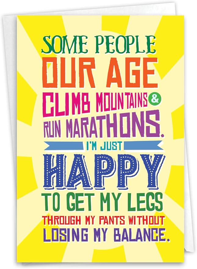 NobleWorks Funny Birthday Greeting Card with 5 x 7 Inch Envelope (1 Card) Bday Leg Through Pants C10660BDG