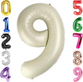 40 Inch Cream Number 9 Balloon, Giant 9 Number Balloons for 9th Birthday Decorations, Party Supplies for Baby Boy Girl, Cream Party Decor