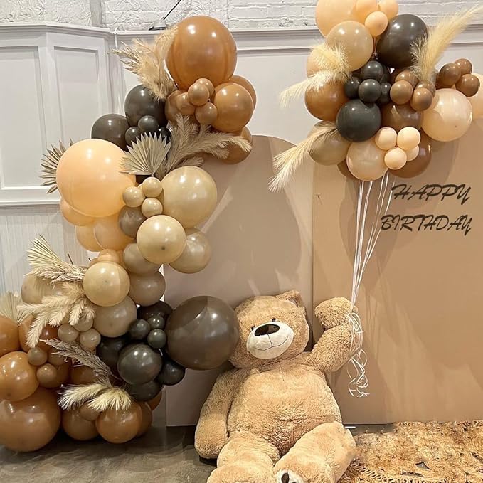 Brown Party Balloons,50pcs 12 Inch Retro Brown Sand White Balloon Coffee Cocoa Tan Neutral Balloons Apricot Beige Nude Balloon for Thanksgiving Wedding Anniversary Bear Party Decorations