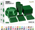 350 Pcs Emerald Green Plastic Plates For Party, Emerald Green Disposable Plates Set, 50 Of Each 9" Dinner Plate Set, 7" Dessert Plate, Cups, Napkins & Cutlery Plastic Dinnerware Set Exquisite