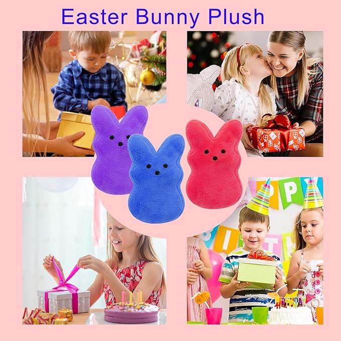 SHIRIA 12 PCS Easter Bunny Plush Toys Decorations, Cute Animal Bunny Stuffed Doll, Party Favors and Classroom Prize Supplies, Easter Basket Stuffers Gift for Girls Boys