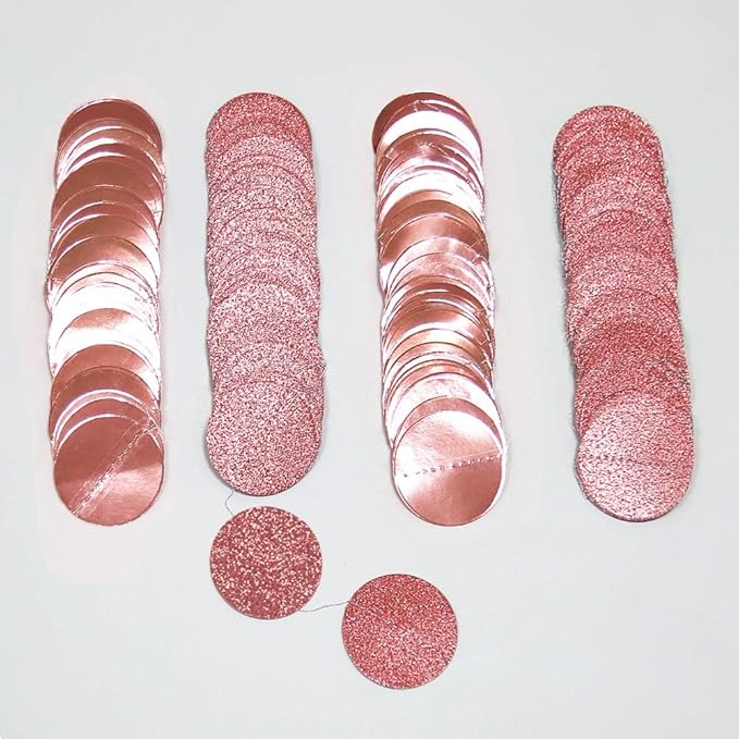 Cheerland Glitter Rose Gold Circle Dot Garlands for Christmas Decorations Rose Gold Party Decorations Hanging Banner Streamer Backdrop Decor Bday Bridal Shower Bachelorette EID Graduation Supplies