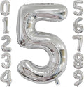 Silver 5 Balloon,40 Inch Number 5 Balloon,5 Birthday Balloon Decorations,Helium Silver 5 Balloon Number for Birthday Party Decorations