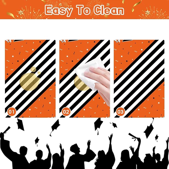 7-Pack Graduation Party Decorations Set, 3 Orange Graduation Tablecloths 54x108in, 2026 and Grad Balloons, 2 Foil Fringe Curtains for High School College Graduation Party Photo Booth