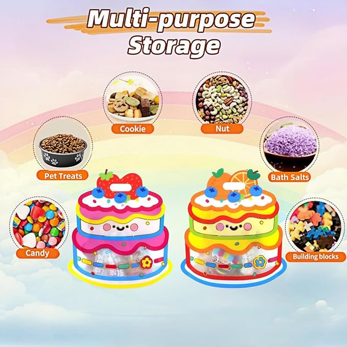 PABCK 20 Pack Clear Plastic Gift Bags Cartoon Goodie Bags 8.27x8.86 inch Candy Snack Cookie Packaging Bag with Handle Resealable Treats Birthday Party Favor Reusable Stand Up (10 Pink + 10 Orange)