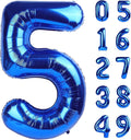 Big Mylar Navy Blue 5 Balloon 40 Inch, 5th Birthday Number Balloon Decorations, Men Boy 15 25 35 50 55 65 Birthday Numbers, Anniversary Party Supplies 2025 Foil Number Balloons