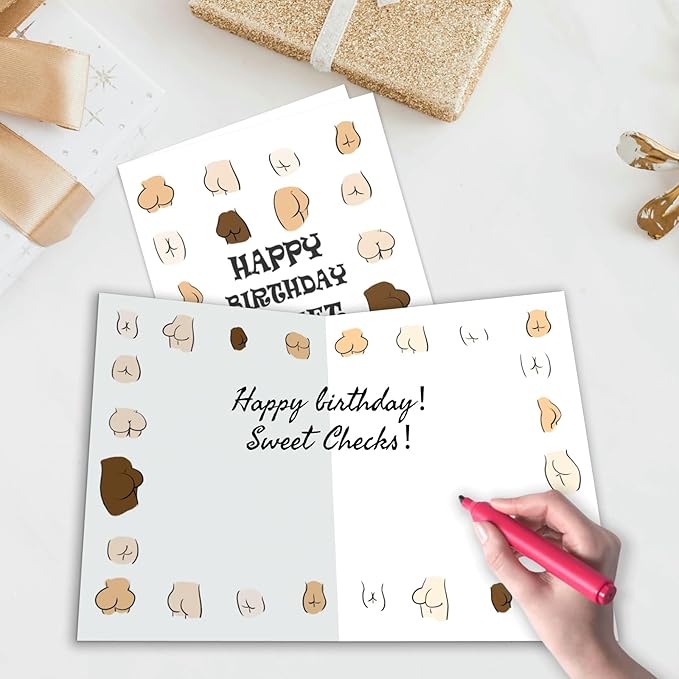 Funny Birthday Cards For Women or Men - Funny Rude Adult Theme Birthday Card for Men Friend - Dirty Adult Friend Birthday Card for Male 'Happy Birthday Sweet Cheeks'