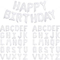 65 Pcs White Happy Birthday Balloons and 2 Sets A-Z Letters Foil Balloons, 16 Inch Personalized Name Happy Birthday Banners for Wedding Baby Shower Anniversary Party Decorations (White)