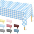 12 Pcs Light Blue Checkered Tablecloth 54 ×108 Inches Rectangle Blue Gingham Tablecloth Disposable Plastic Waterproof Table Cover for Outdoor Picnic, Kitchen, Holiday Birthday Party