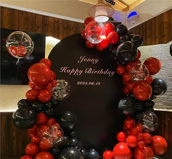 Black Gold Red Balloons Garland Arch Kit, 141Pcs Latex Balloons Different Sizes 18 12 10 5 Inch for Party Decorations, Wedding Backdrop, Birthday, Baby Shower, Graduation