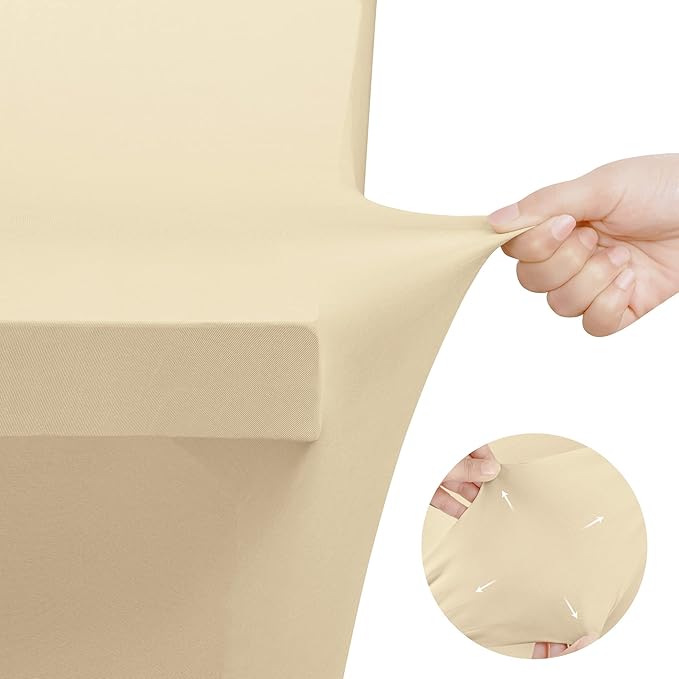 Utopia Kitchen Spandex Tablecloth 2 Pack [6FT, Champagne] Tight, Fitted, Washable and Wrinkle Resistant Stretch Table Cloth Rectangle Cover for Trade Show, Weddings & Parties [72Lx30Wx30H Inch]