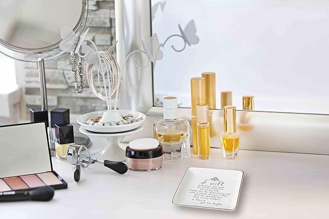 Topthink Gift For Mother of The Groom From Bride - Thank You For Raising The Man Of My Dreams – Ceramic Jewelry Holder Ring Dish Trinket Tray – Wedding Gifts - Bridal Shower Gifts