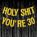 30th Birthday Decorations for Women Men Pre-Strung Gold Glitter Birthday Party Decoration Sign Funny Banner 30th Bday Supplies Banner