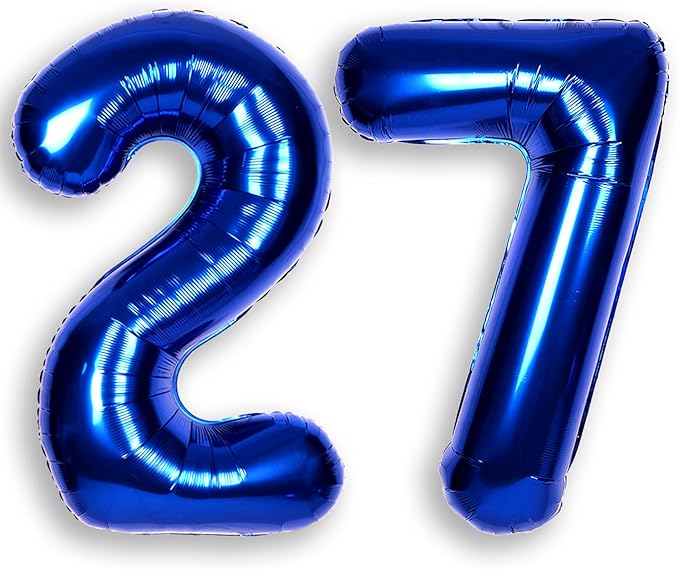 40Inch Navy Blue Number 27 Balloon Large Helium Royal Blue Number Balloons 0-9 Giant Digital 27th Foil Mylar Big Party Balloon for Boy Birthday Party Anniversary Graduation Decorations