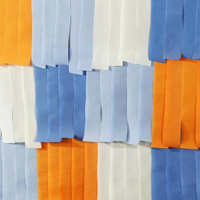 Light-Dusty Blue Beige-Orange Party-Decorations Streamers - 8 Rolls Graduation 2026 Boho Fall Birthday Baby Bridal Shower Crepe Tissue Paper Streamer,Bachelorette Engagement Decor Lasting Surprise