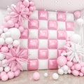36pcs Pink and White Square Foil Balloons Wall Backdrop with 147pcs Balloon Garland Arch Kit, Double Sided Balloons for Birthday Anniversary Wedding Bridal Shower Baby Shower Party Decorations