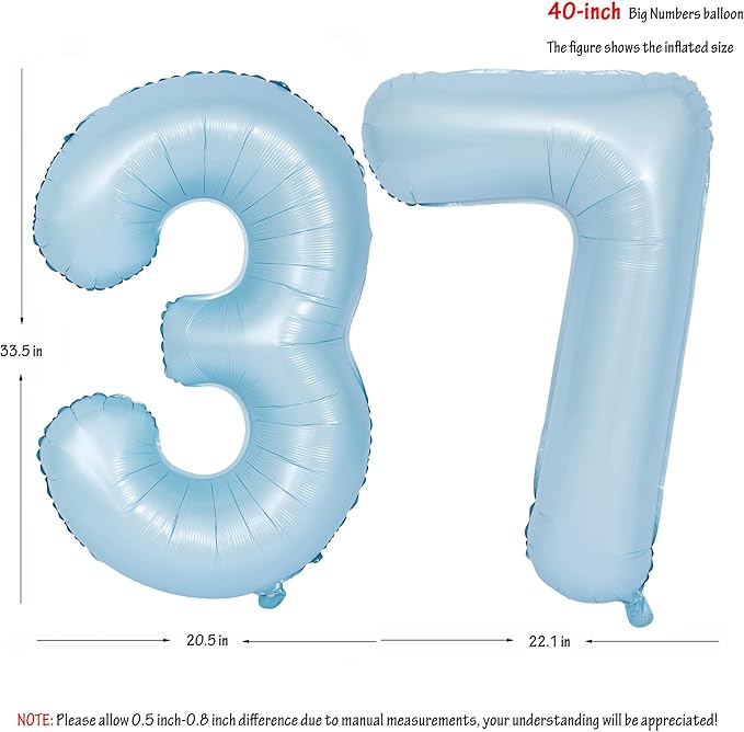 40 In Matte Blue Number Balloons Helium Foil Mylar Balloon Birthday Party banquet Decoration Digital 37