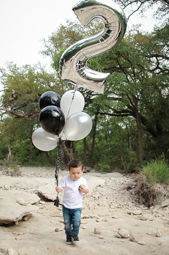 12 Number Balloons, Silver Balloons for Woman Man 12th Birthday Party Decoration, 40 Inch Foil Number 12 Ballon for 12, 21 Anniversary, Bridal Shower, Graduation, Wedding, New Year, Valentine's Day