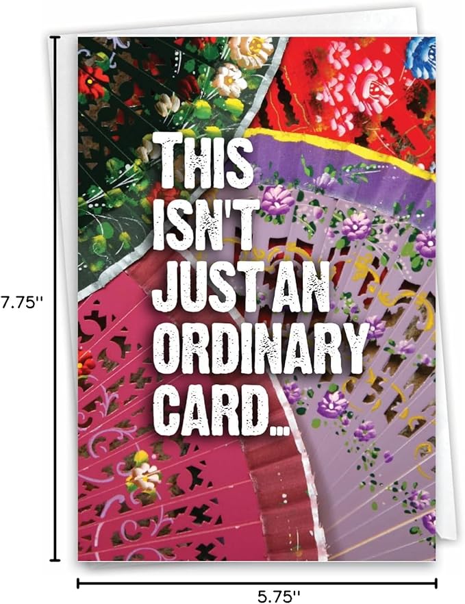 NobleWorks - 1 Funny Happy Birthday Notecard - Old Woman Humor Greeting Card with Envelope - No Ordinary Card C3511BDG