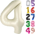 Cream Number 4 Balloon 40 Inch, 4th Birthday Party Decorations for Children, Giant 4 Foil Balloon for Party Supplies