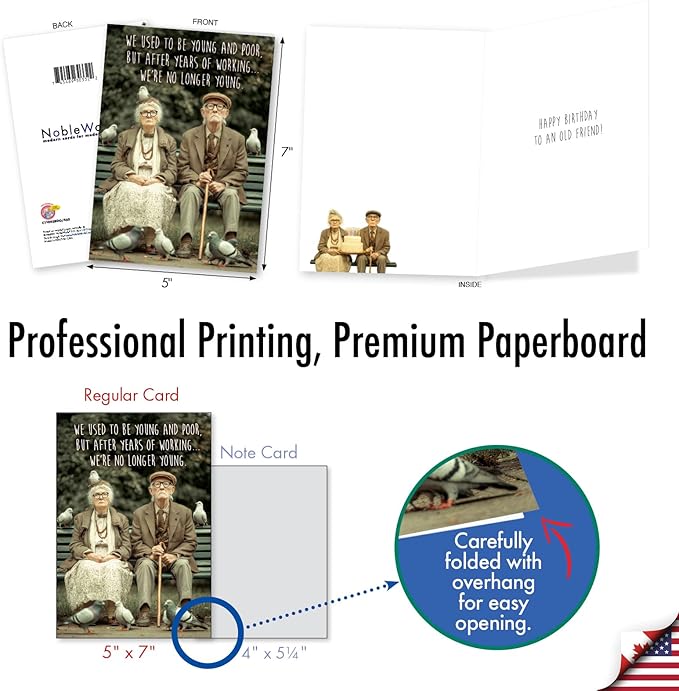 NobleWorks Funny Birthday Paper Card (Friend, Friend) with 5 x 7 Inch Envelope (1 Card) Bday Young And Poor C11062BDG
