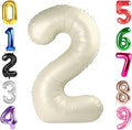 40 Inch Cream Number 2 Balloon, Giant 2 Number Balloons for 2nd Birthday Decorations, Party Supplies for Baby Boy Girl, Cream Party Decor