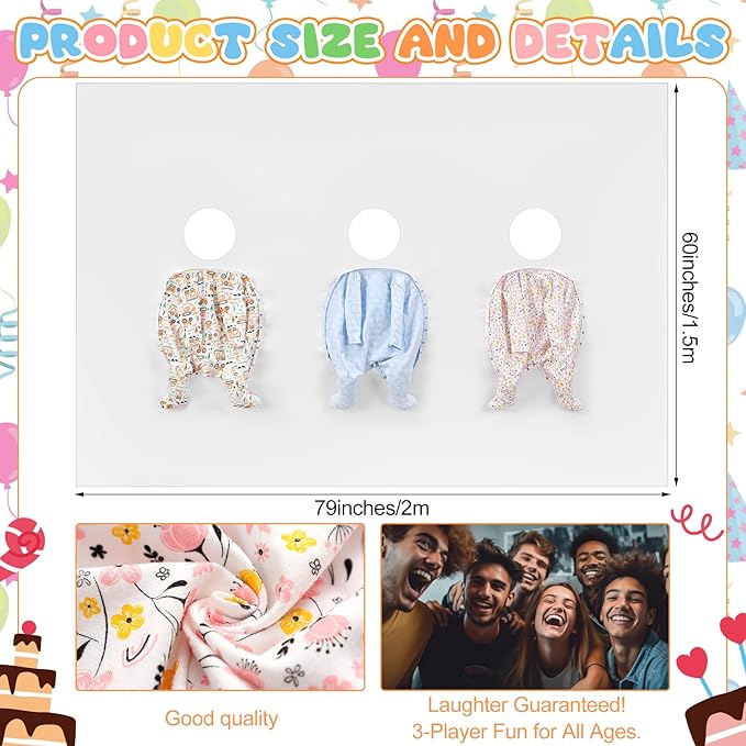 Baby Shower Games Party Favors Feed Me Baby Shower Games for Funny Bridal Party Activities for Gender Reveal Boy Girl Banner Backdrop Background Decoration Photo Props, Fit 3 Peple