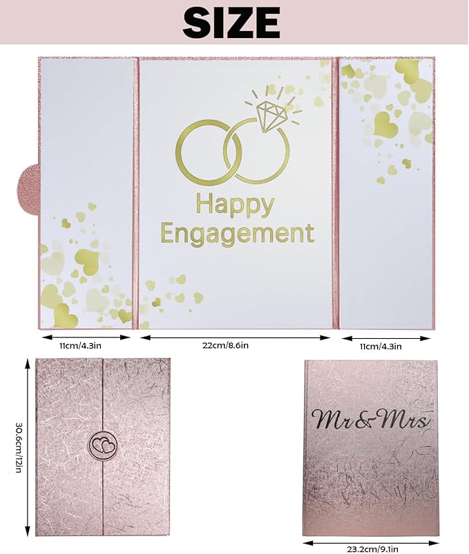 Engagement Party Decorations, Happy Engagement Guest Book Alternative, Large Engagement Card Engagement Gifts for Couple, Engagement Signature Book Engagement Decorations Party Supplies (Pink)
