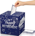 Funrous 51 Pcs Retirement Card Box Advice & Well Wishes Cards for Women Men Happy Retirement Party Decorations Going Away Party Favors(Blue and Silver)